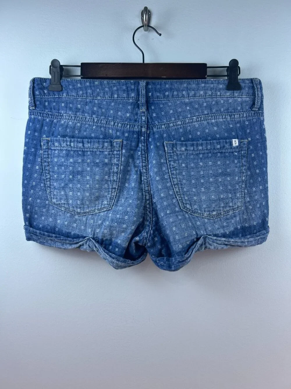 Melrose and Market Denim Shorts Relaxed Fit Blue Dot Print Size 27